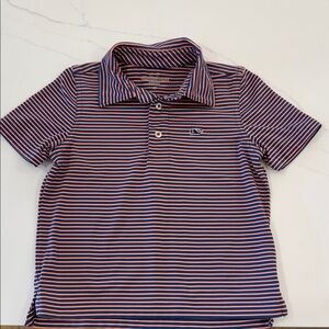 Vineyard Vines Kids Polo - Navy and Peach Stripes